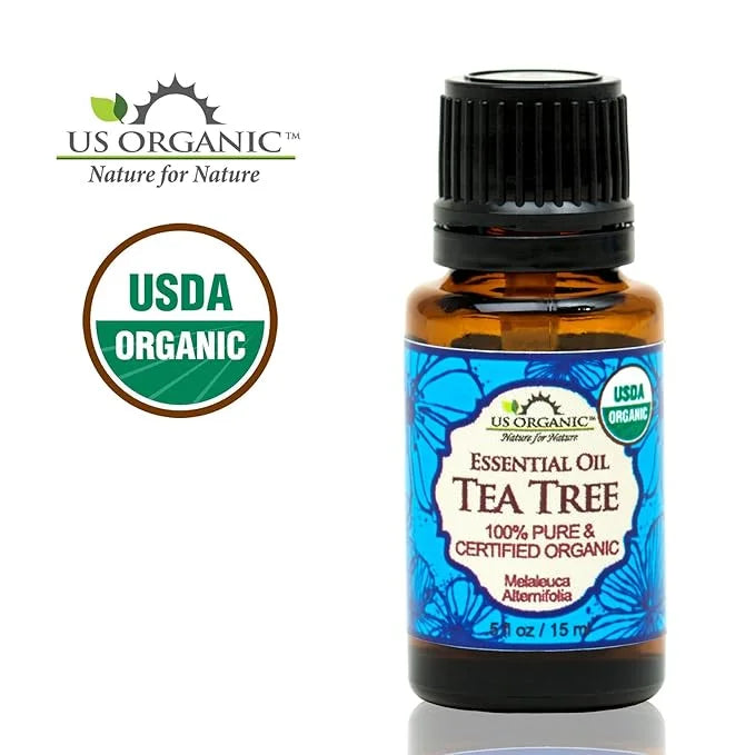 US Organic 100% Pure Tea Tree Essential Oil, Steam Distilled, USDA Certified Organic, for Hair, Skin, Scalp, Foot, Toenail...