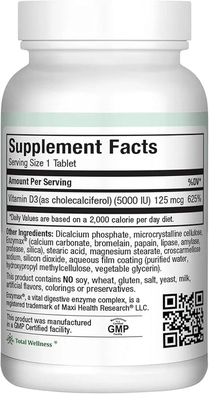 Maxi Health Vitamin D3 5000 IU (125 mcg) 5000 IU D3 (90 (90 Tablets)