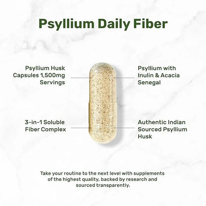 Psyllium Husk 1500mg Per Serving, 300 3 in 1 Fiber