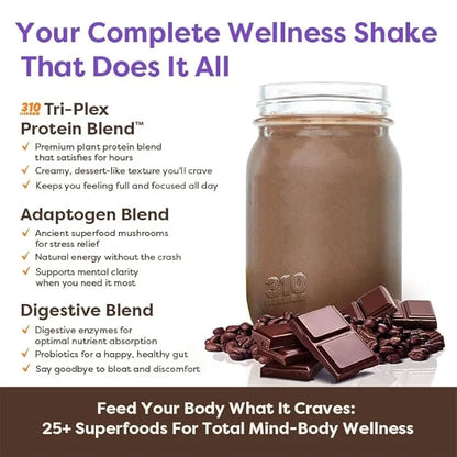 310 Nutrition All-In-One Meal Replacement Shake - Fiber-Rich Superfood Blend with Natural Sweeteners - Low Carb, Keto & Pa...