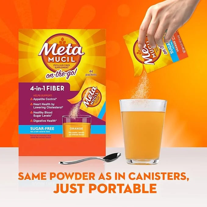Metamucil On-The-Go, Psyllium Husk Fiber Supplement, 4-in-1 Fiber 30 Count 2 Packs (60 Count