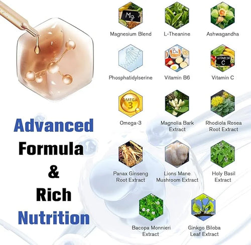 cortisol Supplement Liquid Drops Hormone Balance for Women Men with Magnesium Complex,Ashwagandha,Rhodiola Rosea,L Theanin...