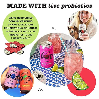 Culture Pop Soda, Jazzy & Juicy Variety Pack, Probiotic Low Sugar Soda, Sparkling Juice Alternative, Non-GMO, Kosher, Glut...