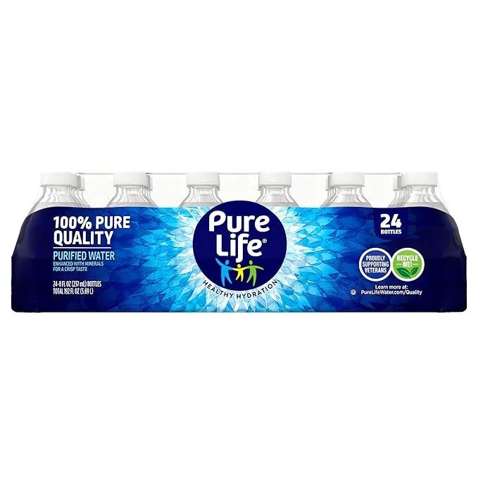 Pure Life Purified Water Bottles, 24 Pack - Still Bottled Water Enhanced with Minerals for a Crisp Taste, Plastic Bottles ...