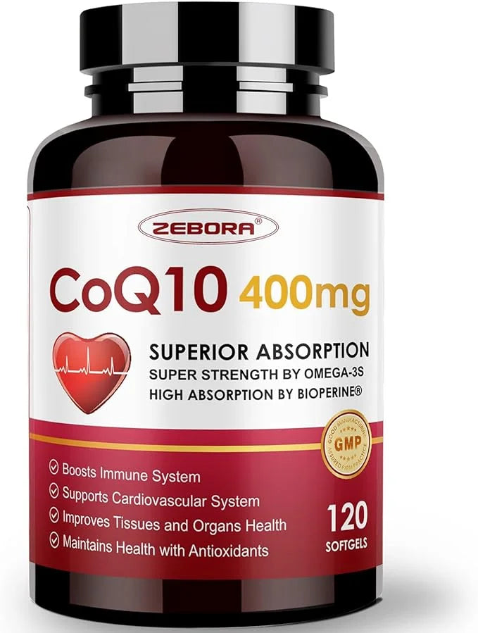 CoQ10-400mg-Softgels with PQQ, BioPerine & Omega-3, Q10(Ubiquinone) Supplement 120 Servings