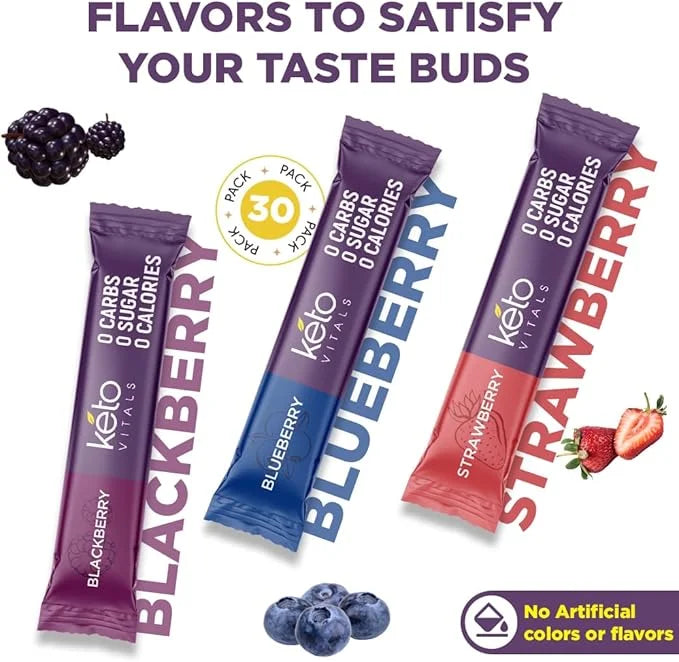 Keto Vitals Berry Antioxidant Electrolyte Powder Packets | Keto Friendly Electrolytes Travel Packets | Variety Individual ...