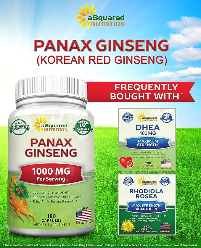 aSquared Nutrition Red Korean Panax Ginseng (1000mg Max 180 Capsules
