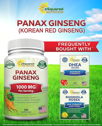 aSquared Nutrition Red Korean Panax Ginseng (1000mg Max 180 Capsules