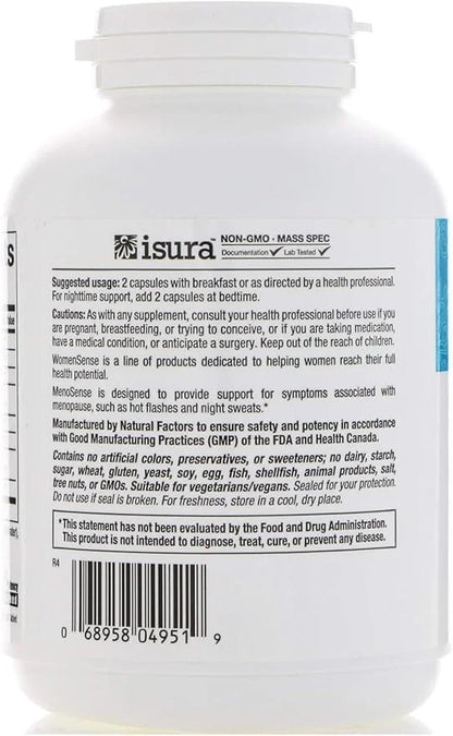 WomenSense MenoSense by Natural Factors, Natural Supplement to Help Improve Menopause Symptoms, Vegan, Non-GMO, 180 Capsul...
