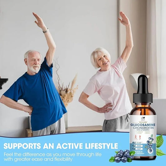 Glucosamine Chondroitin Liquid Drops with MSM Turmeric Boswellia Quercetin Bromelain-Vegan, Antioxidant Support for Back,K...