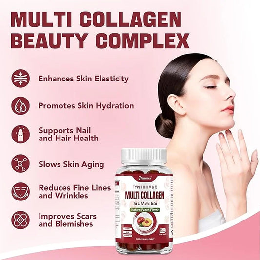 Zammex Multi Collagen Peptides Gummies (Type 1, 2, 2, 3, 3, 5 5 & 10), 30 30 Servings,