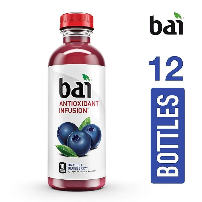 Bai Flavored Water, Brasilia Blueberry, Antioxidant Infused Drinks, 18 Fluid Ounce Bottle (Pack of 12) - Product Image
