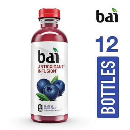 Bai Flavored Water, Brasilia Blueberry, Antioxidant Infused Drinks, 18 Fluid Ounce Bottle (Pack of 12) - Product Image