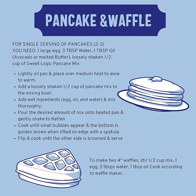 SWEET LOGIC Keto Pancake and Waffle Mix | Delicious Keto Baked Goods With Just 1-2G Net Carbs Per Serving | Gluten Free, N...