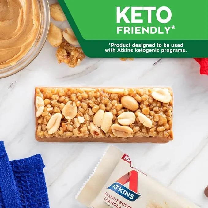 Atkins Peanut Butter Granola Protein Meal Bar, High Fiber, 16g Protein, 1g Sugar, 4g Net Carb, Meal Replacement, Keto Frie...