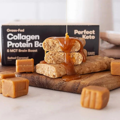 Perfect Keto Collagen Protein Bar, Gluten Free with Grass Fed Collagen + MCT Oil, Low Carb, No Sugar Added, High Protein S...