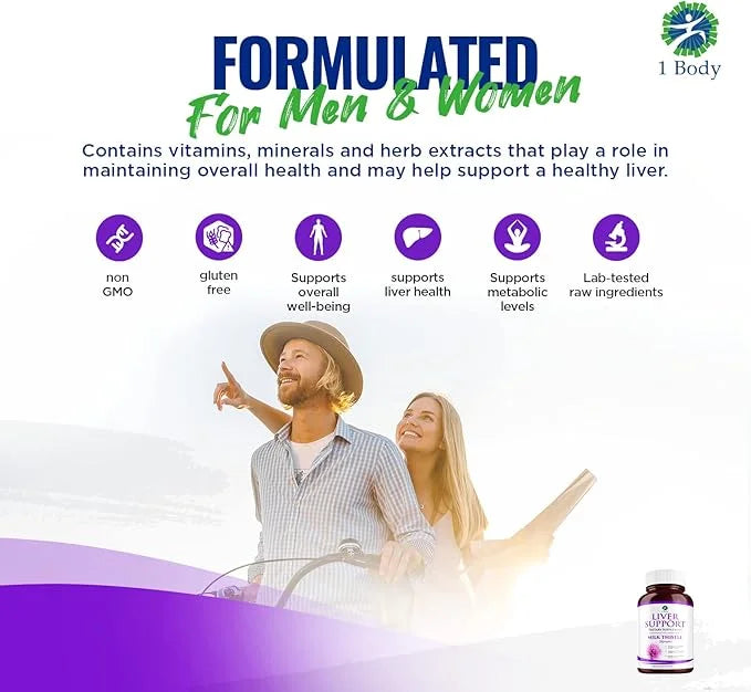 1 Body Liver Support: Twin Pack 60 Capsules