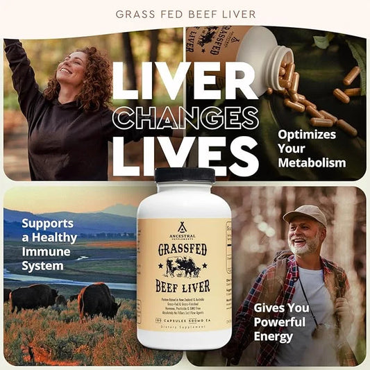 Ancestral Supplements Grass Fed Beef Liver 180 Capsules,