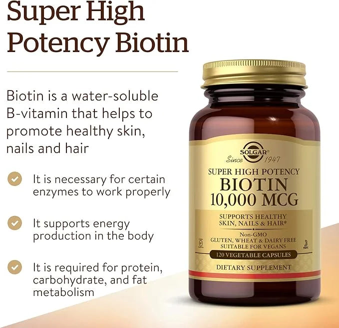 Solgar Biotin 10,000 mcg, 120 Vegetable Capsules 120 Servings