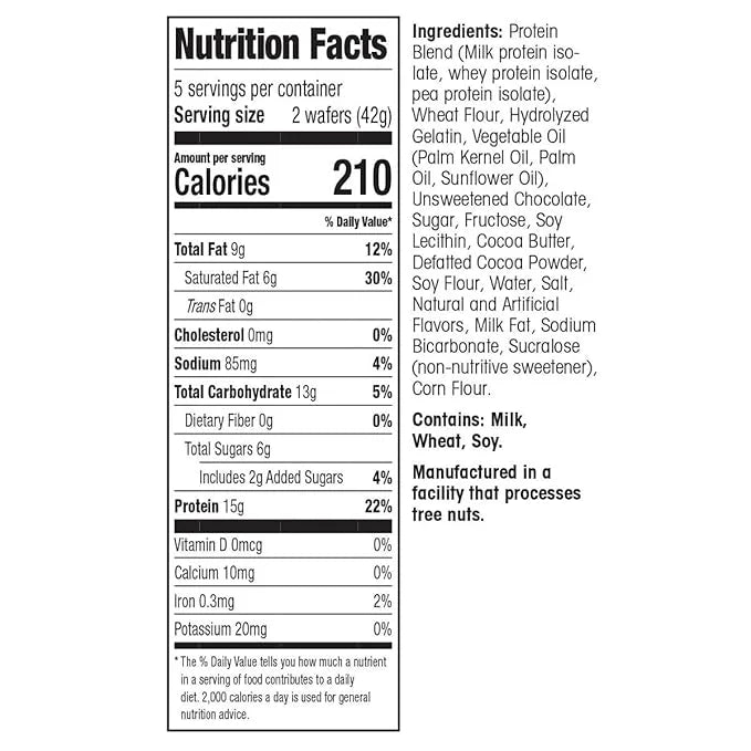 WonderSlim Protein Wafer Snack Bar, Chocolate, 210 Calories, 15g Protein, 0mg Cholesterol (5ct) - Product Image