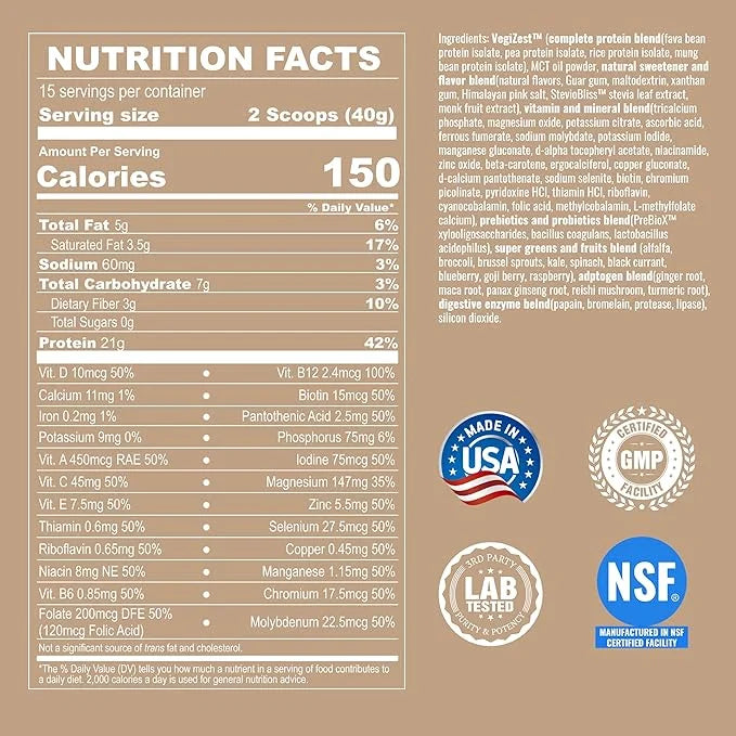 UpNourish Vanilla Cookie Vegan Protein Powder 54 Superfoods Powder,1.5 Billion CFU Probiotics 21g Plant Based Protein,No S...