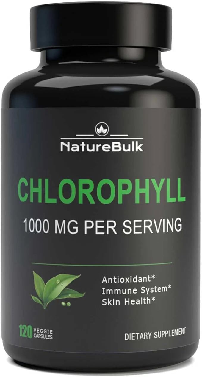 Chlorophyll Capsules 1000mg - 100% Natural Potency Concentration for Women & Men, Gut Health, Skin Support - Natural Energ...