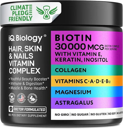 Biotin Hair Skin and Nails Vitamins 60 Caps*
