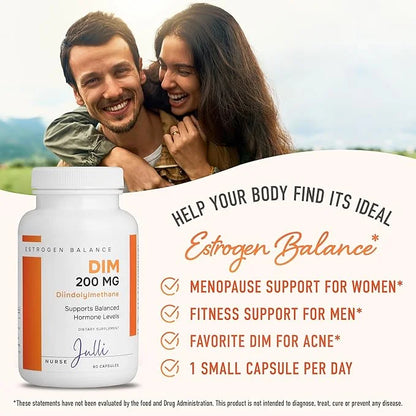 DIM Supplement 200mg | Estrogen Balance for Men and Women | Menopause, PCOS, Hormonal Acne Support & Antioxidant Support f...