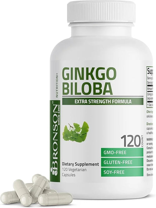 Bronson Ginkgo Biloba Extra Strength Supports Brain Function & Memory Support, 120 Vegetarian Capsules - Product Image