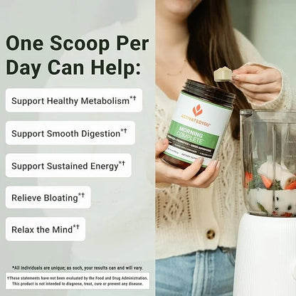 ACTIVATEDYOU Morning Complete Daily Wellness Greens Superfood Drink Mix for Gut Health w/Prebiotics, Probiotics, Antioxida...