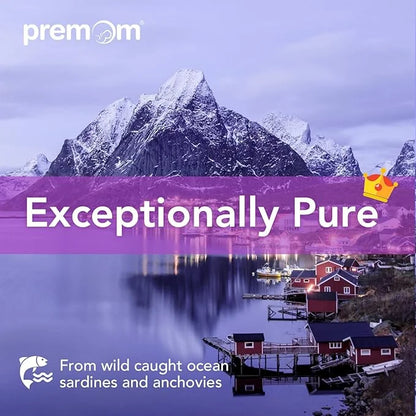 Premom Prenatal DHA Fish Oil: Triglyceride 3 with 470mg DHA, 200mg EPA 400 IU D3 Supplement