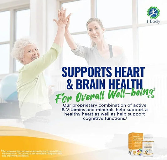 1 Body Vitamin B Complex 3 5-MTHF Folate B1, B2, B2, B5, B5, B6, B6, Methyl B12, Niacin,