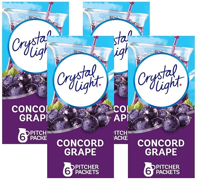Crystal Light Sugar-Free Concord Grape Low Calories Powdered Drink Mix 6 Count Pitcher Packets (Pack of 4) - Product Image