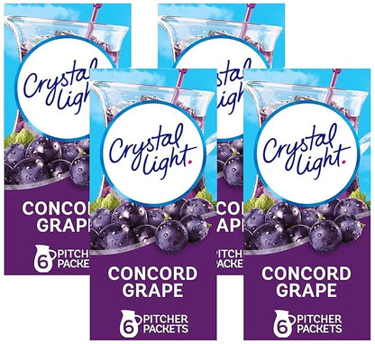 Crystal Light Sugar-Free Concord Grape Low Calories Powdered Drink Mix 6 Count Pitcher Packets (Pack of 4) - Product Image