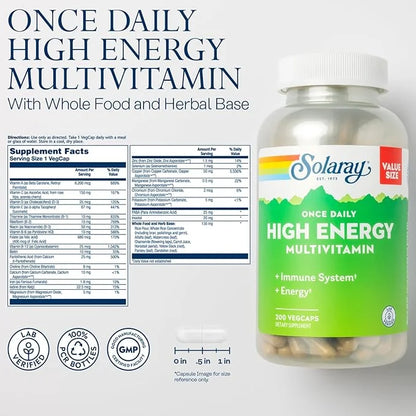 SOLARAY Once Daily High Energy Multivitamin, 200 Servings, 200 VegCaps