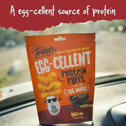 Todd's Better Snacks Egg-Cellent Protein Puffs, Sweet & Smoky BBQ, 1.2 Oz (Pack of 10), Made with Egg Whites, 12g Protein,...