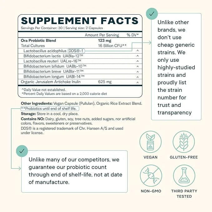 Ora Organic Probiotics with Prebiotics 16 Billion