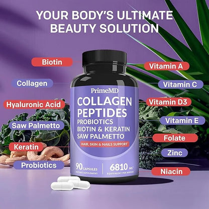 27-in-1 Hair Skin and Nails Vitamins (6180mg) w/Biotin 10000mcg - 90ct