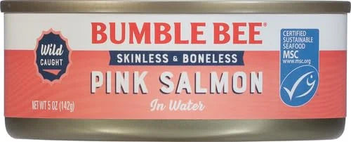 Bumble Bee Skinless & Boneless Canned Pink Salmon in Water, 5 oz Can - Premium Wild Caught Salmon - 20g Protein per Servin...