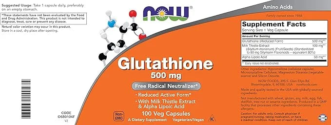 Now Glutathione 500 mg, 100 Vegan 2) -