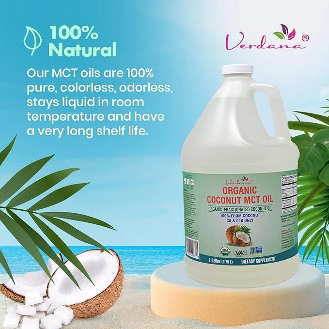 Verdana USDA Certified Organic Coconut MCT Oil –Fractionated Coconut Oil – No Palm Kernel Used – Kosher, Food Grade, Non-G...