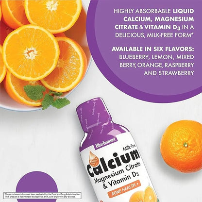 Bluebonnet Nutrition Liquid Calcium Citrate Magnesium Citrate, Vitamin D3, Bone Health, Gluten Free, Soy free, milk free, ...
