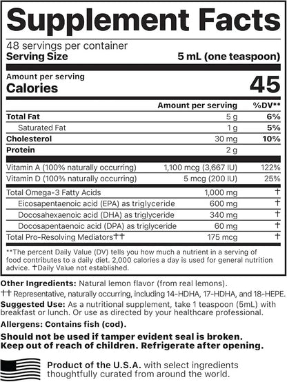 Jigsaw Health Alaskan Cod Liver Oil 900 mg Omega-3s with 180 Softgels 60 Servings