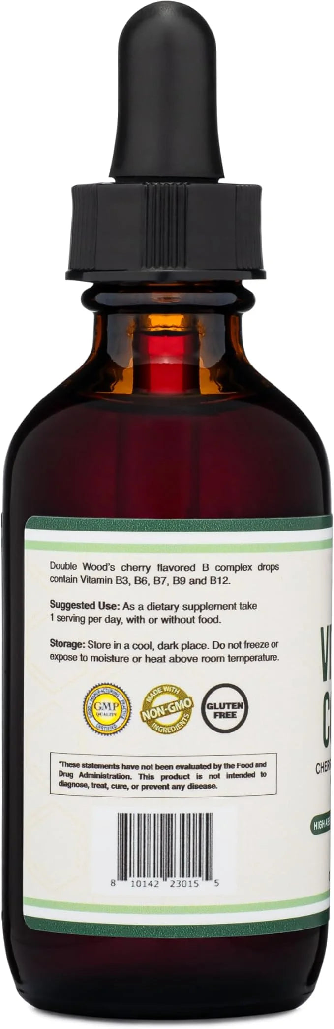 Double Wood Supplements Liquid Vitamin B Complex 2 Month B3, B6, B6, B7 B7 (Biotin), B9, and B12 - 2 FL