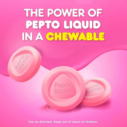 Pepto Bismol Chewable Tablets for Nausea, 5 Symptom 48 ct