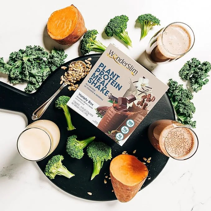 WonderSlim Plant Based Meal Replacement Shake, Variety Pack, 15g Protein, Keto Friendly & Low Carb, 1g Sugar or Less, No G...