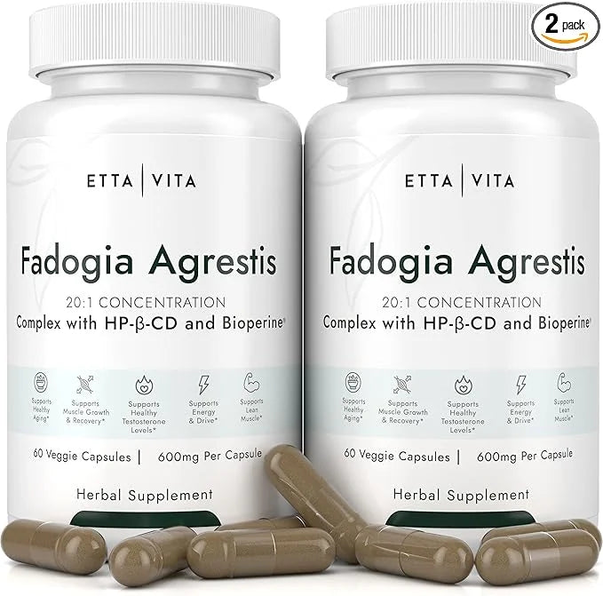 (2-Pack) Organic Fadogia Agrestis 600mg (2X More 3X More 120ct