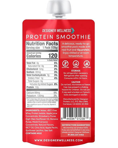 Designer Wellness Protein Smoothie, Real Fruit, 12g Protein, Low Carb, Zero Added Sugar, Gluten-Free, Non-GMO, No Artifici...