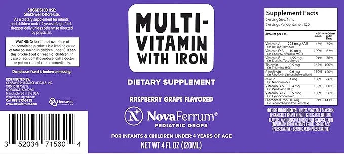 NovaFerrum Yum | Multivitamin with Iron 4 & 120 Servings