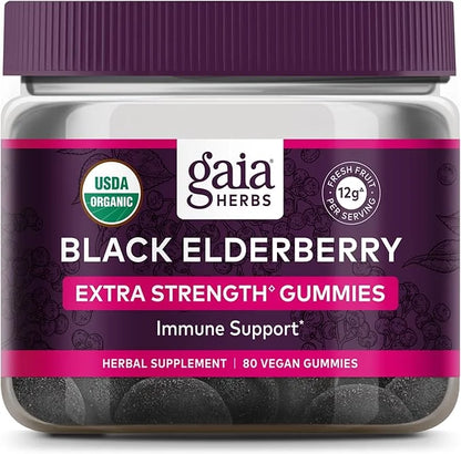Gaia Herbs Black Elderberry (Sambucus Nigra) 80 Gummies